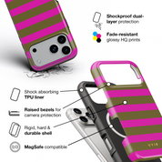 Horizontal Stripes, Urban Olive - Shockproof MagSafe iPhone Case - VYIR