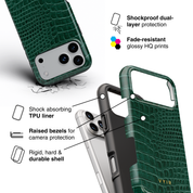 Croc Leather Print Jade - Shockproof Phone Case - VYIR