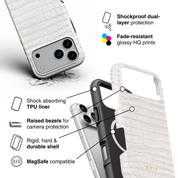 Croc Leather Print White - Shockproof MagSafe iPhone Case - VYIR