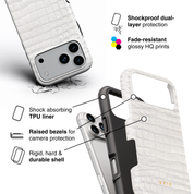 Croc Leather Print White - Shockproof Phone Case - VYIR