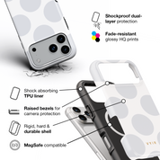 Large Polka Dots, Cloud Gray - Shockproof MagSafe iPhone Case - VYIR