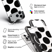 Large Polka Dots, Mono Black - Shockproof MagSafe iPhone Case - VYIR