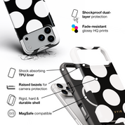 Large Polka Dots, Black Sparkle - Shockproof MagSafe iPhone Case - VYIR
