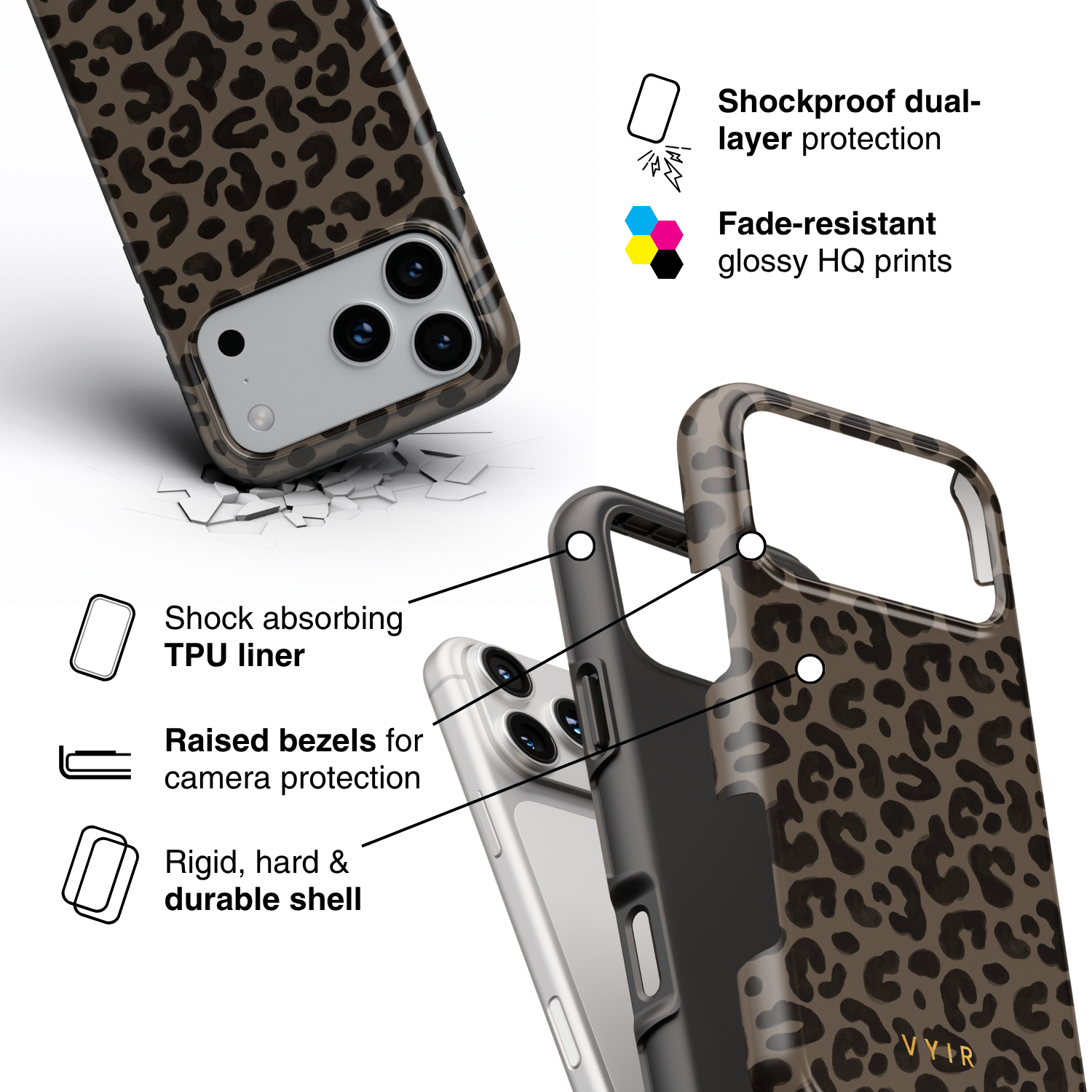 Leopard Elegance Coffee - Shockproof Phone Case - VYIR