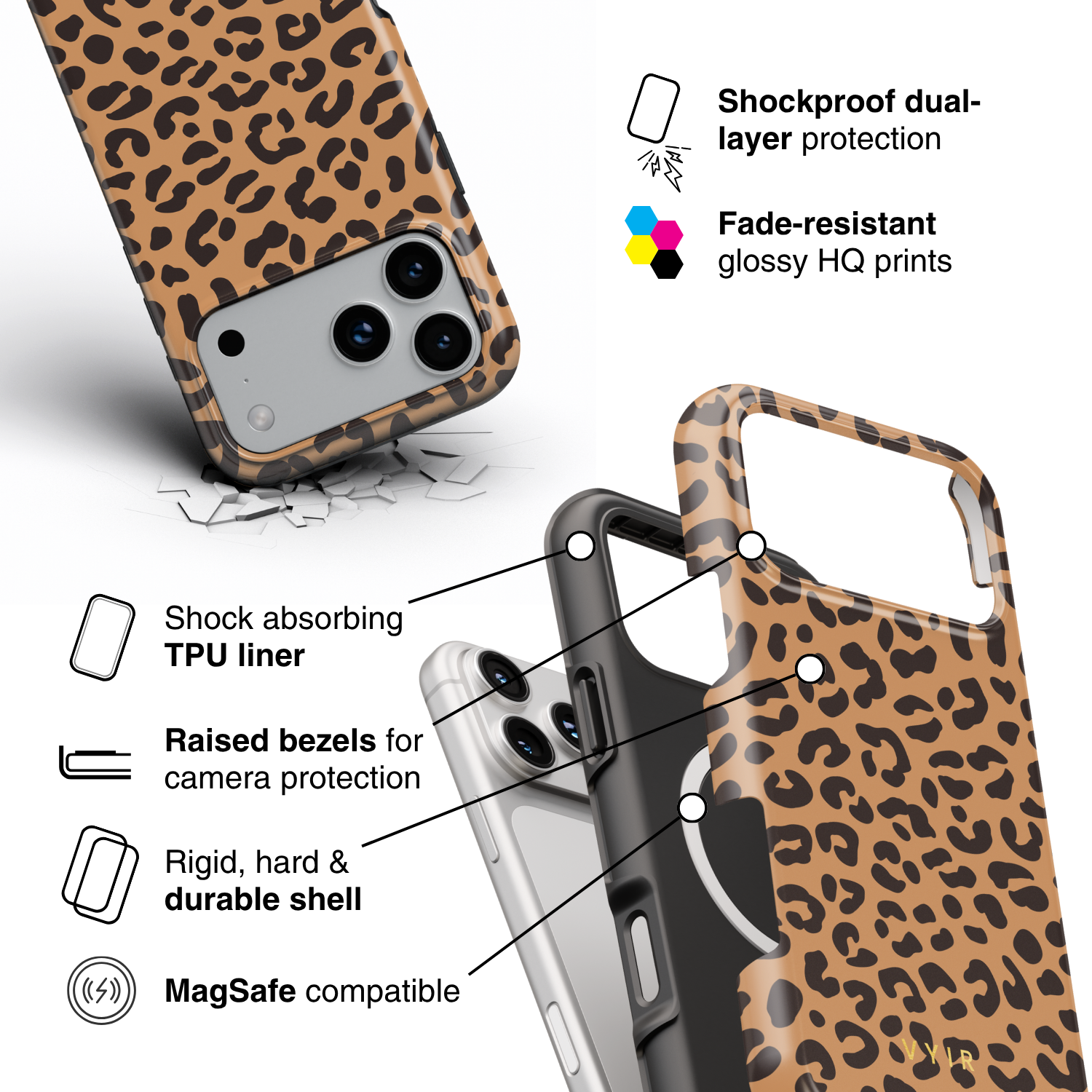 Leopard Elegance Peanut - Shockproof MagSafe iPhone Case - VYIR
