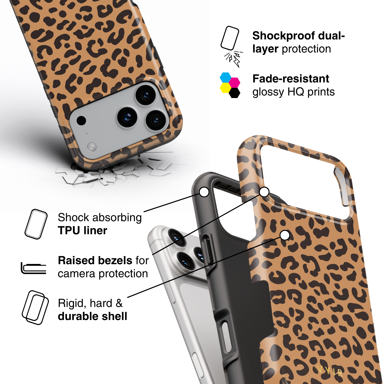 Leopard Elegance Peanut - Shockproof Phone Case - VYIR