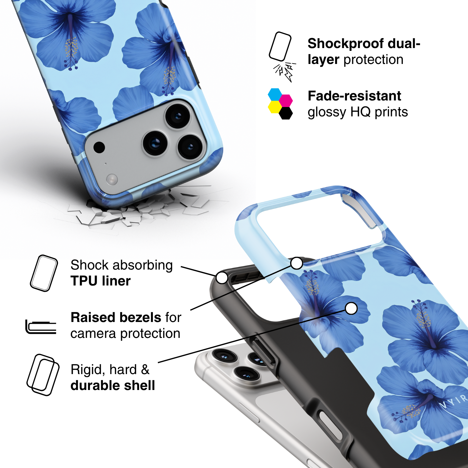 Sky Bloom Hibiscus - Shockproof Phone Case - VYIR