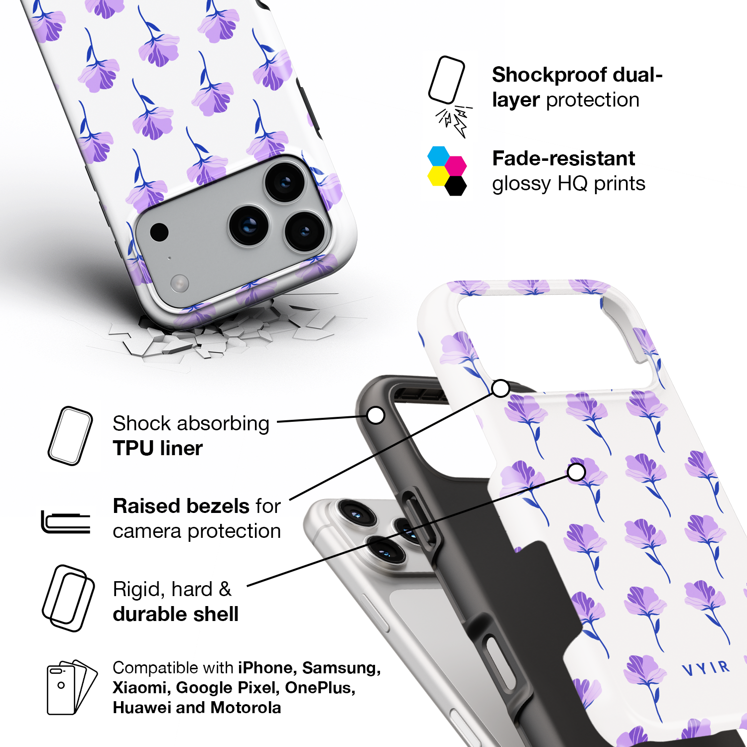 Petal Breeze Lilac - Shockproof Phone Case - VYIR