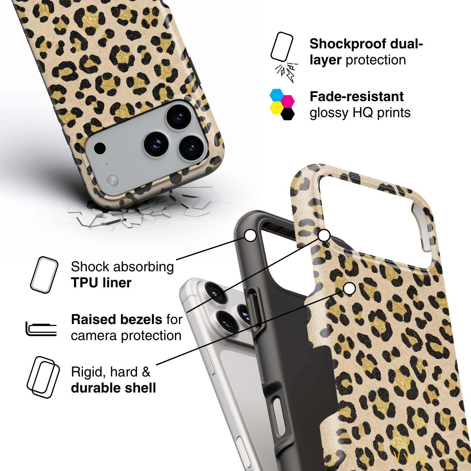 Luxe Leopard Beige - Shockproof Phone Case - VYIR