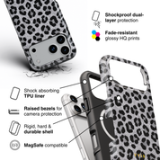 Luxe Leopard Silver - Shockproof MagSafe iPhone Case - VYIR