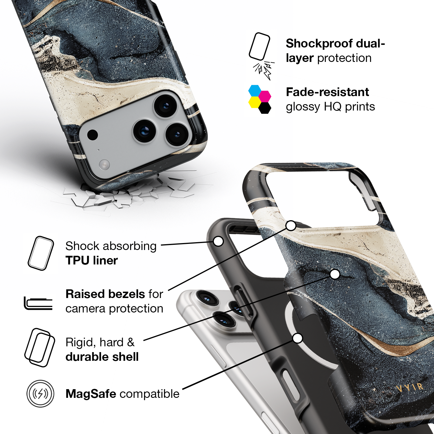 Midnight Opal - Shockproof MagSafe iPhone Case - VYIR