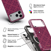 Ornate Bloom, Burgundy - Shockproof MagSafe iPhone Case - VYIR