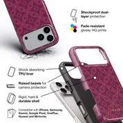 Ornate Bloom, Burgundy - Shockproof Phone Case - VYIR
