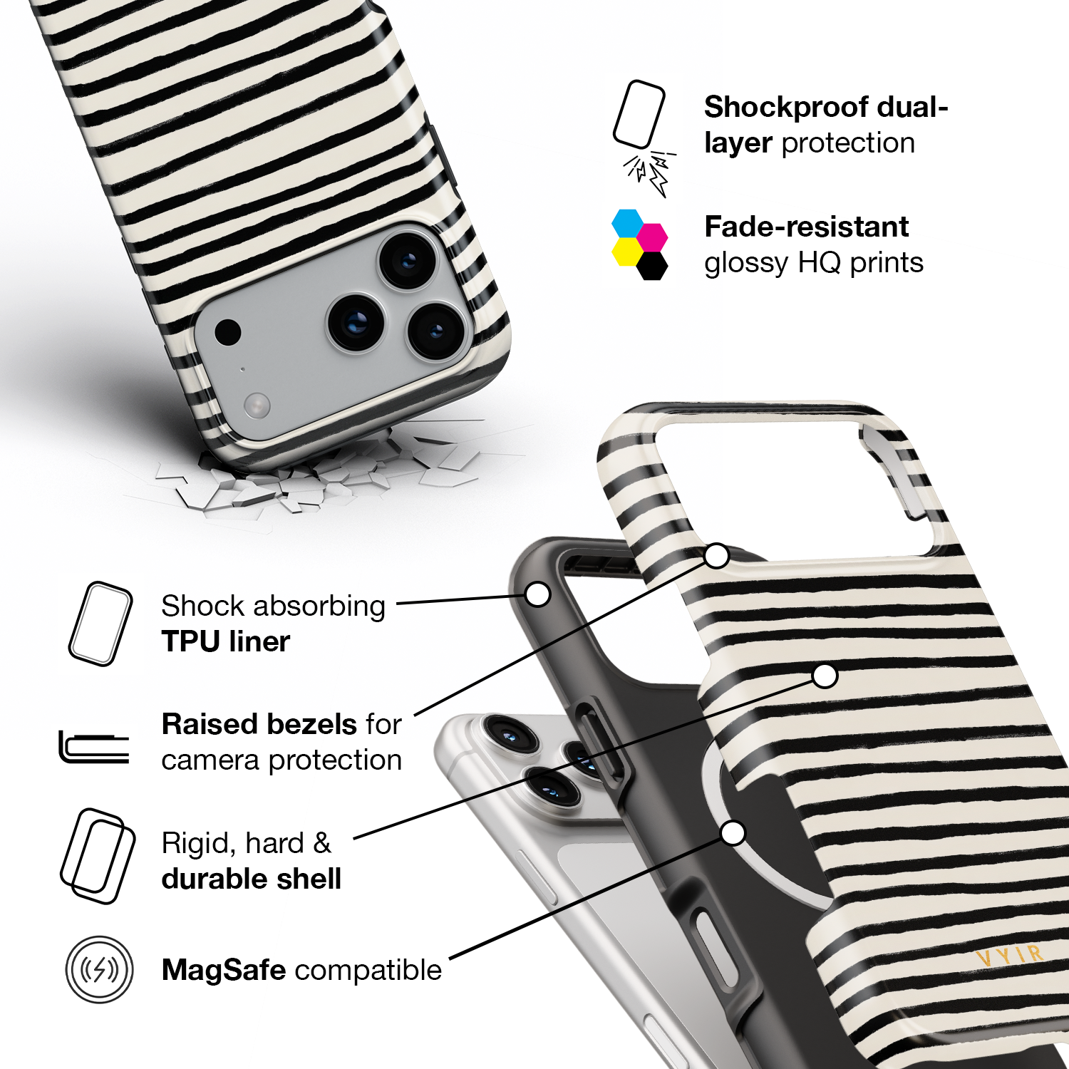 Paris Stripes - Shockproof MagSafe iPhone Case - VYIR