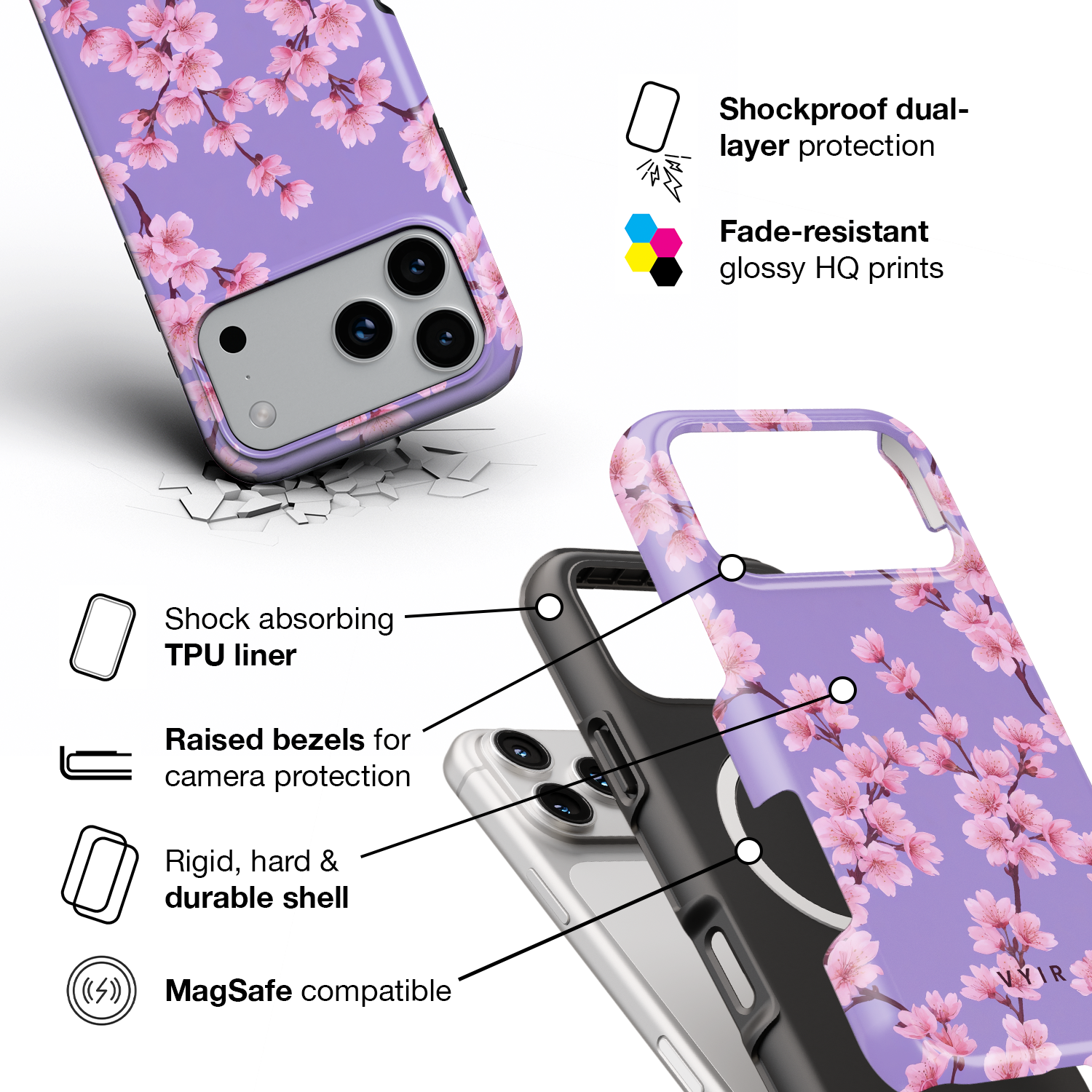 Cherry Blossom Spray - Shockproof MagSafe iPhone Case - VYIR