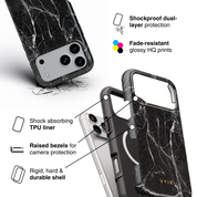 Pure Marble Black - Shockproof MagSafe iPhone Case - VYIR