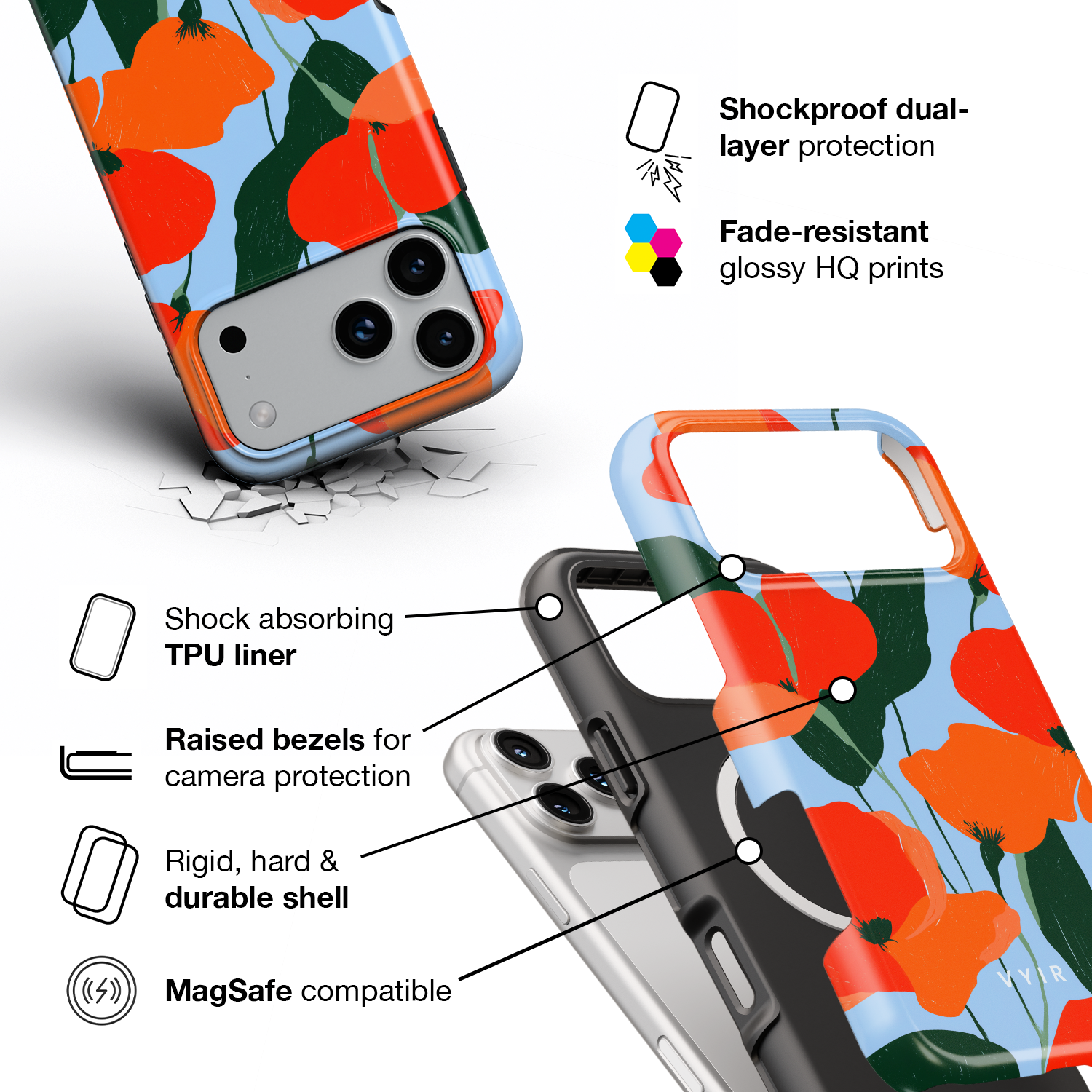 Poppy Field - Shockproof MagSafe iPhone Case - VYIR