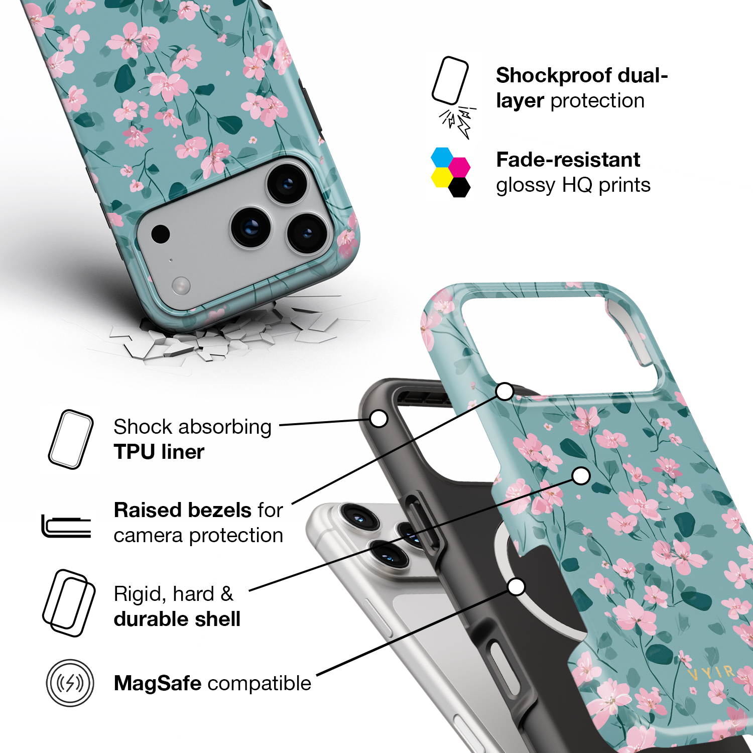 Sakura Drift - Shockproof MagSafe iPhone Case - VYIR