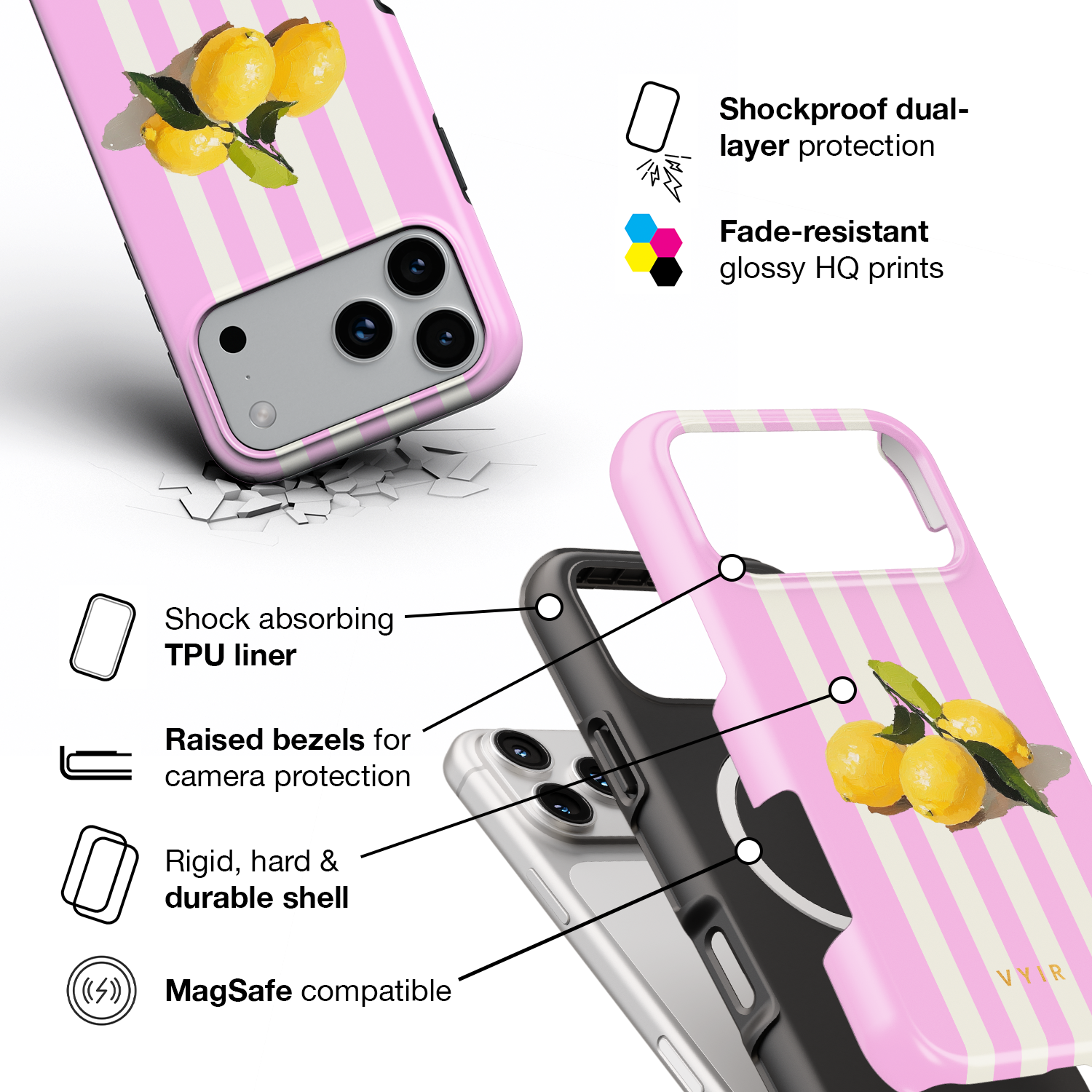Sorrento Stripes - Shockproof MagSafe iPhone Case - VYIR