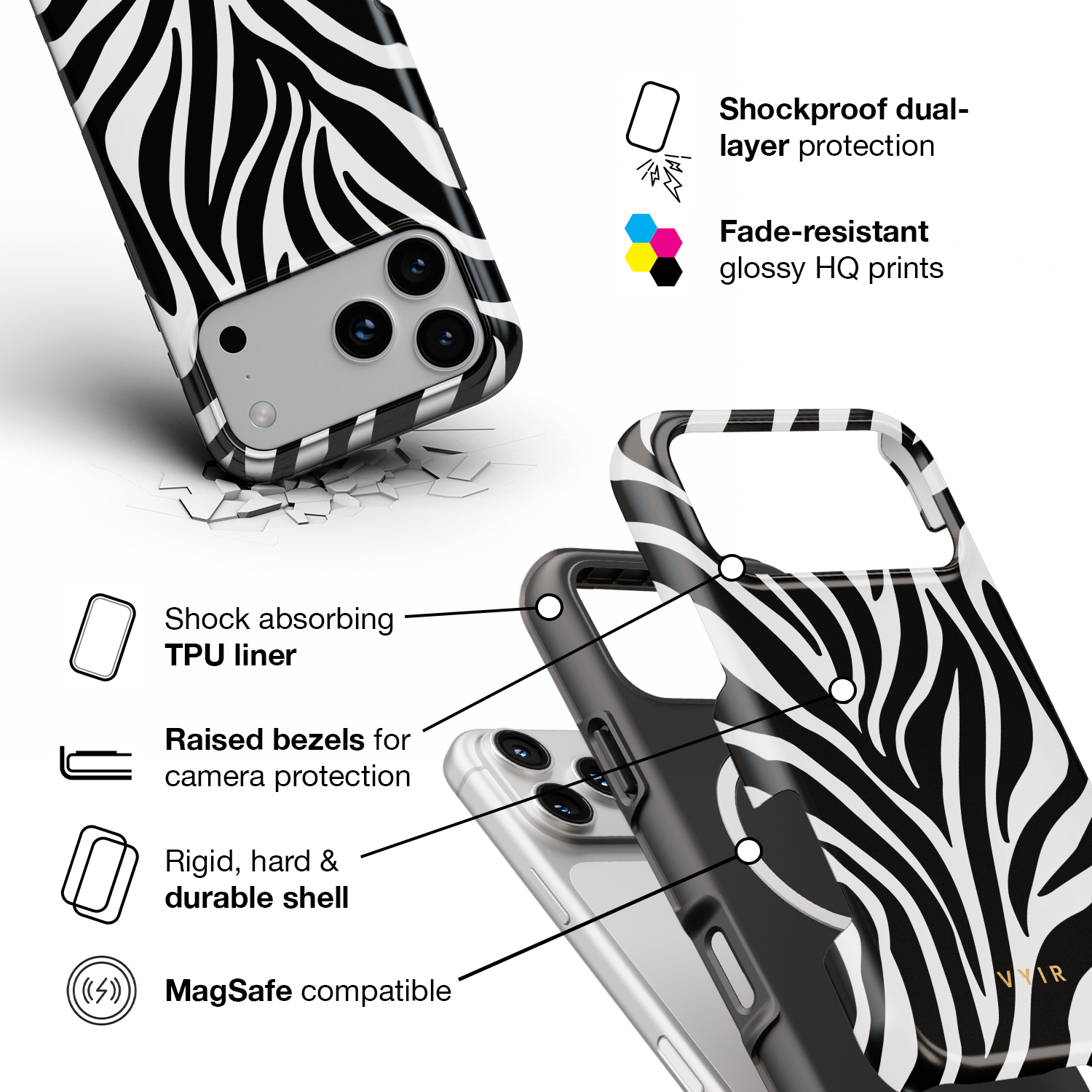 Urban Zebra - Shockproof MagSafe iPhone Case - VYIR
