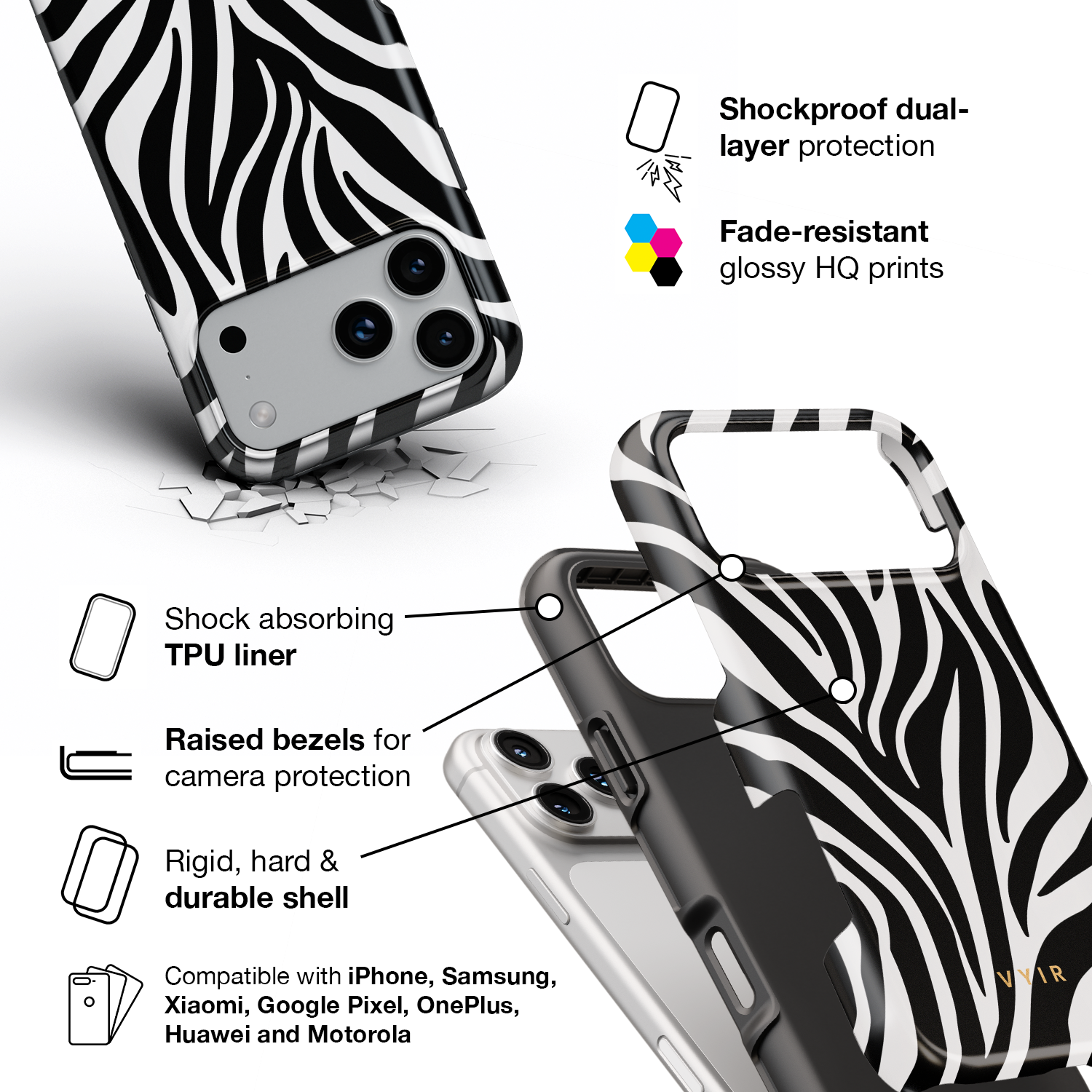 Urban Zebra - Shockproof Phone Case - VYIR