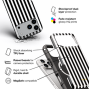 Vertical Stripes, Black and White - Shockproof MagSafe iPhone Case - VYIR