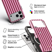 Vertical Stripes, Candy Pink - Shockproof MagSafe iPhone Case - VYIR