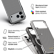 Vertical Stripes, Pinstripe Black and White - Shockproof MagSafe iPhone Case - VYIR