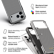 Vertical Stripes, Pinstripe Black and White - Shockproof Phone Case - VYIR