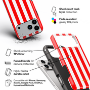 Vertical Stripes, Red Silk - Shockproof Phone Case - VYIR