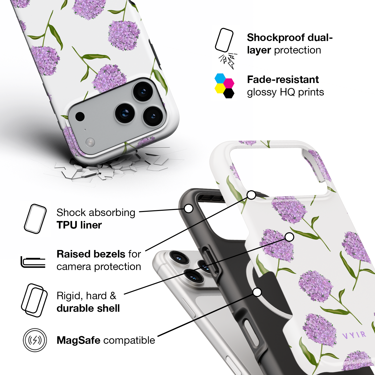 Spring Hydrangeas - Shockproof MagSafe iPhone Case - VYIR