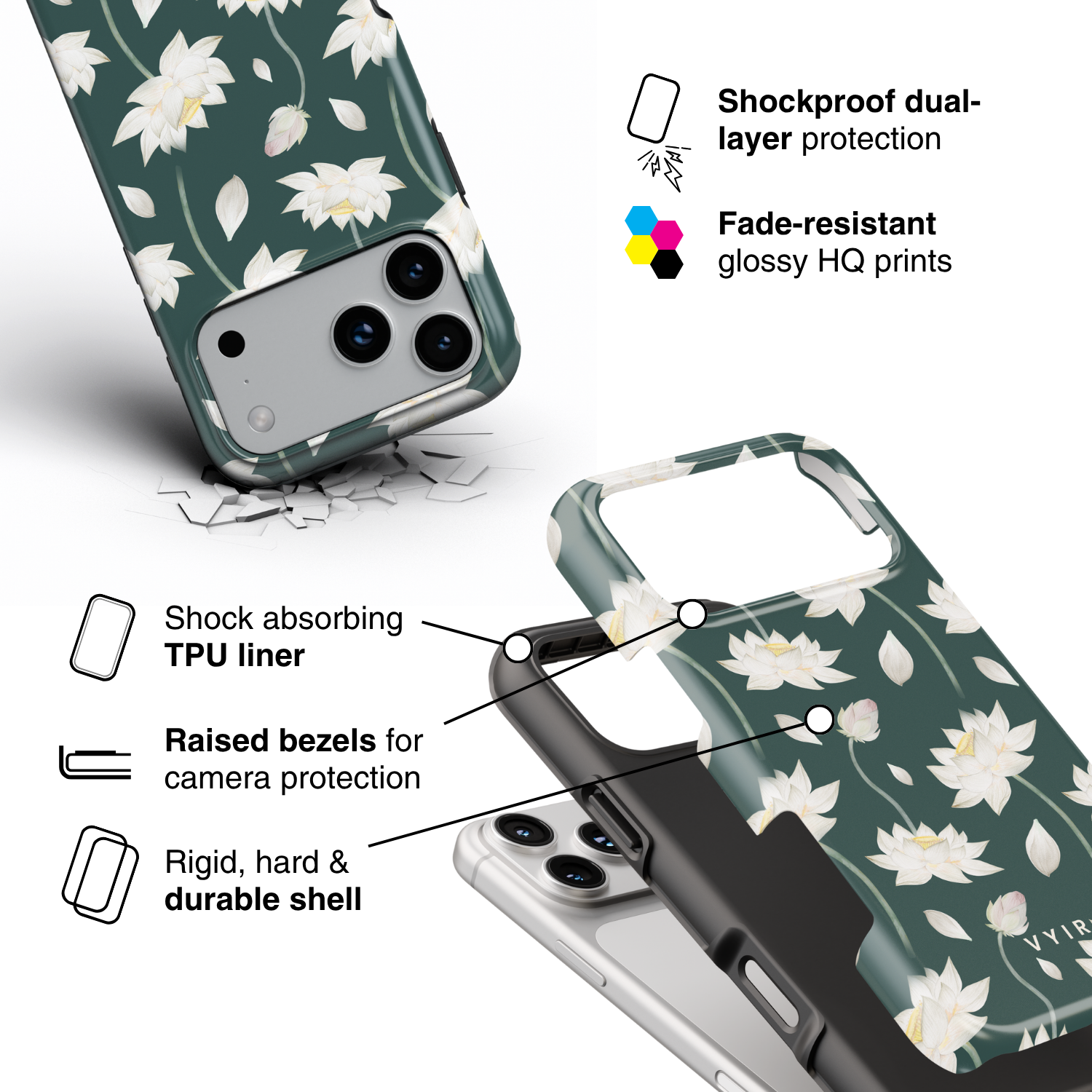 White Lotus Drift - Shockproof Phone Case - VYIR