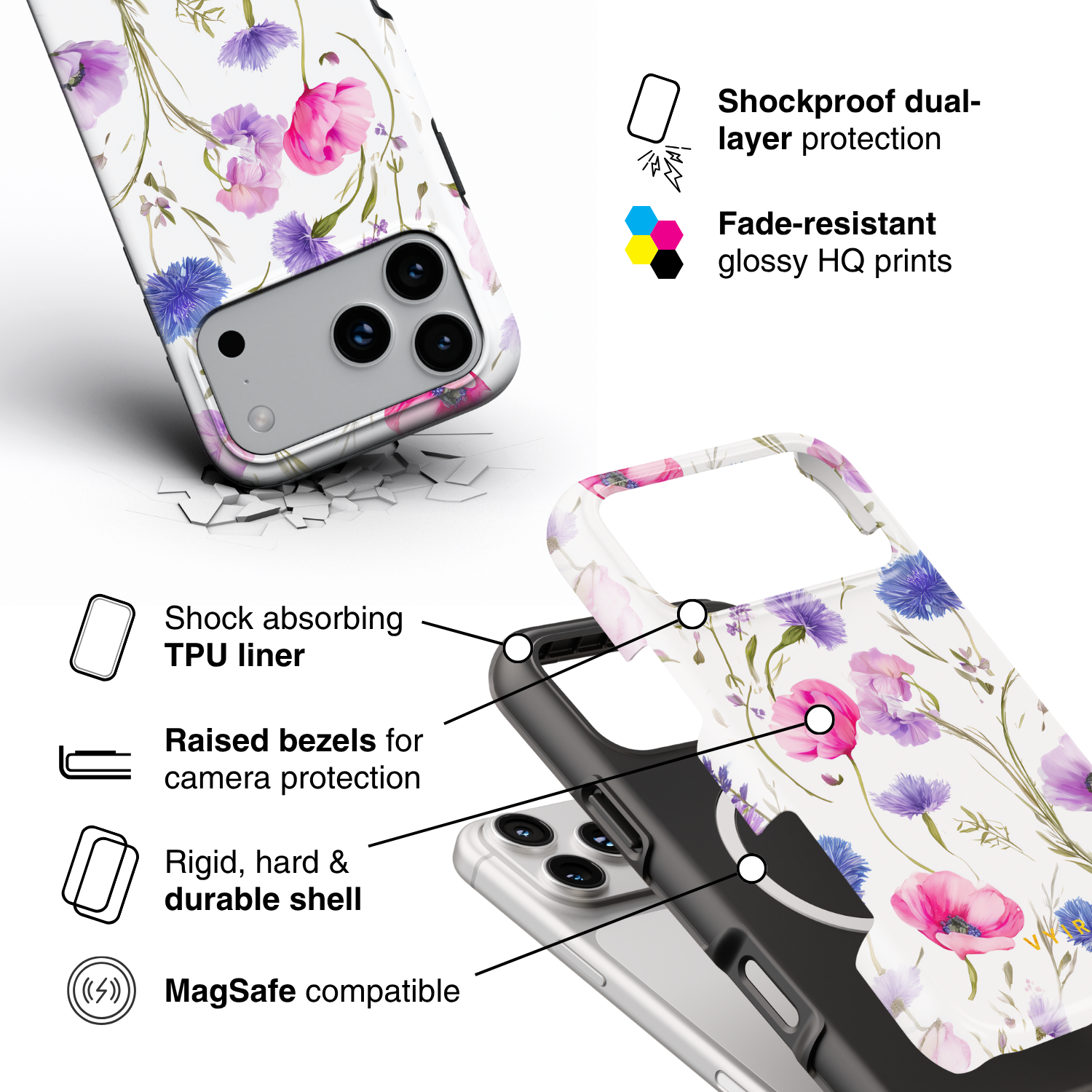 Meadow Bloom - Shockproof MagSafe iPhone Case - VYIR