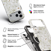 White Blossom Drift - Shockproof MagSafe iPhone Case - VYIR
