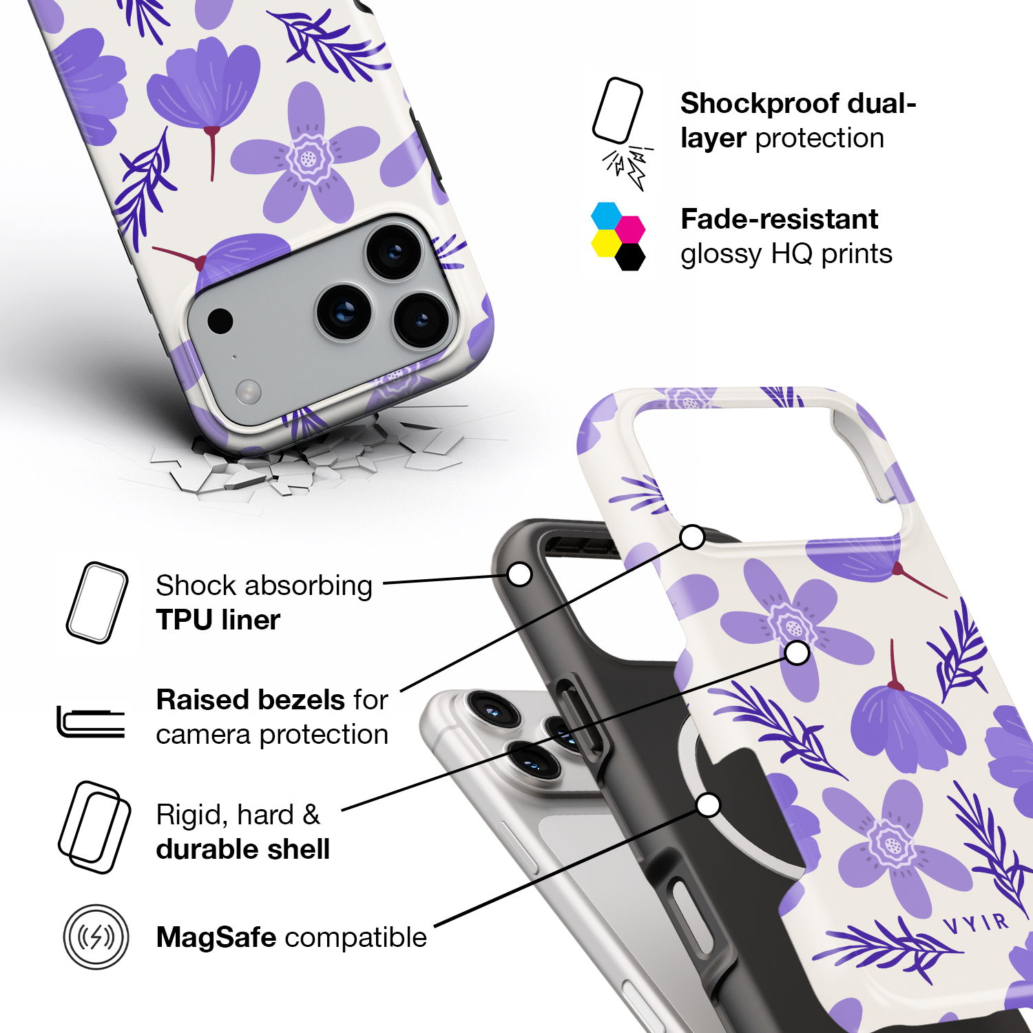 Violet Sketch - Shockproof MagSafe iPhone Case - VYIR