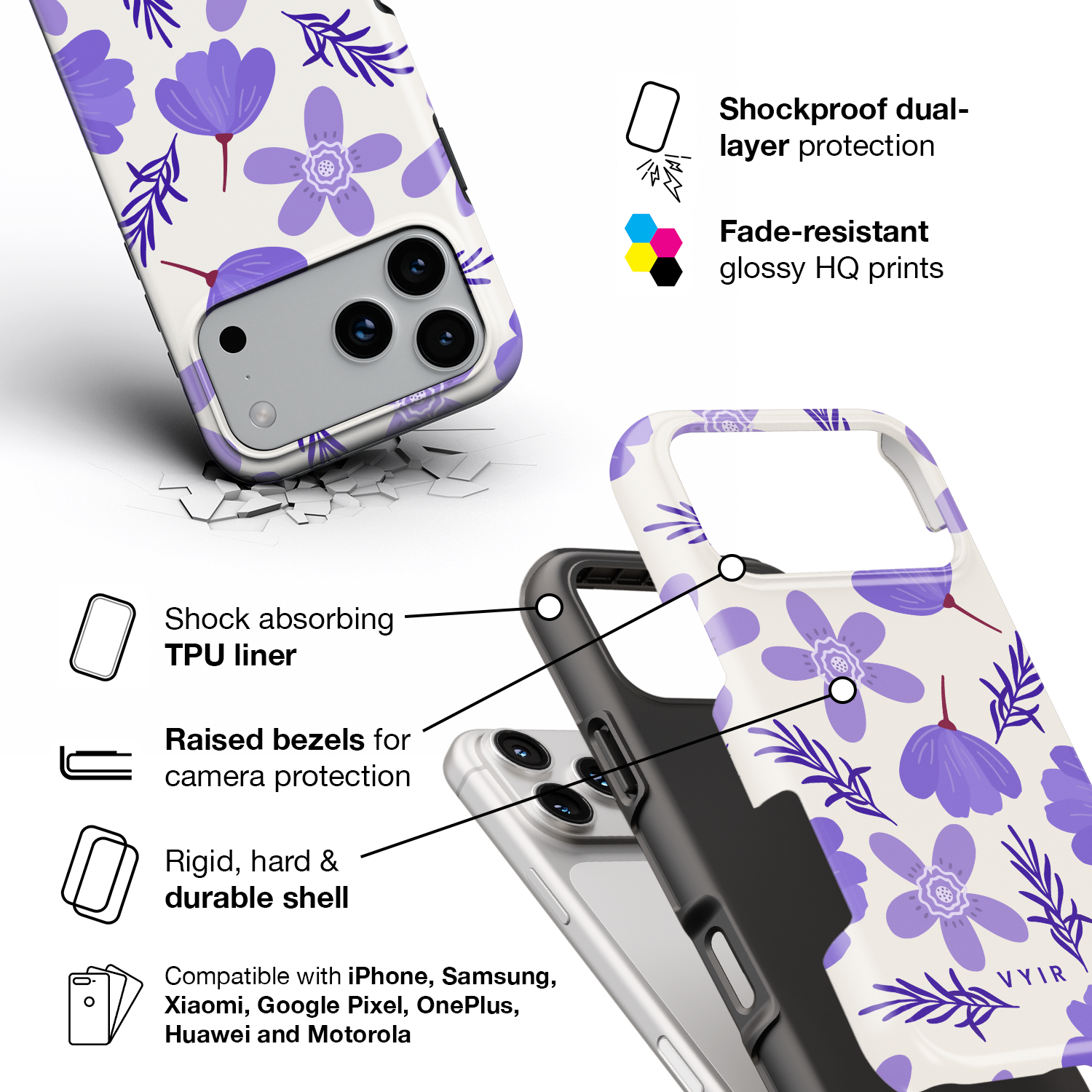Violet Sketch - Shockproof Phone Case - VYIR