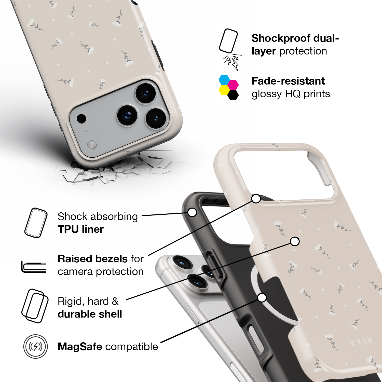 Little White Flowers - Shockproof MagSafe iPhone Case - VYIR