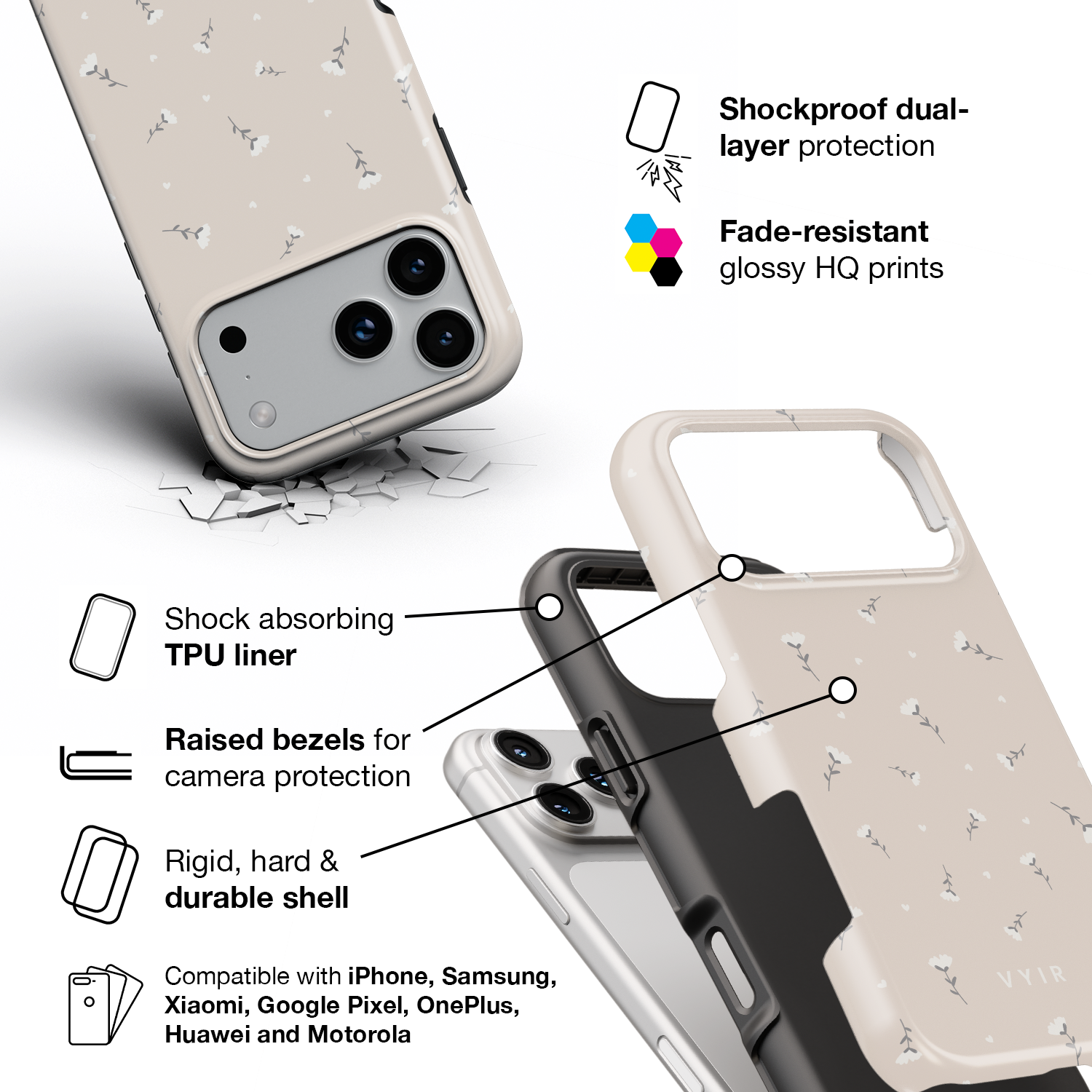 Little White Flowers - Shockproof Phone Case - VYIR