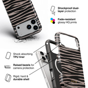 Zebra Gleam Mocha - Shockproof MagSafe iPhone Case - VYIR
