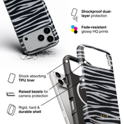 Zebra Gleam Silver - Shockproof MagSafe iPhone Case - VYIR