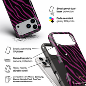 Zebra Luxe, Burgundy - Shockproof Phone Case - VYIR