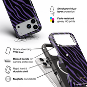 Zebra Luxe, Violet - Shockproof MagSafe iPhone Case - VYIR