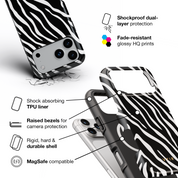 Zebra Luxe, Black and White - Shockproof MagSafe iPhone Case - VYIR