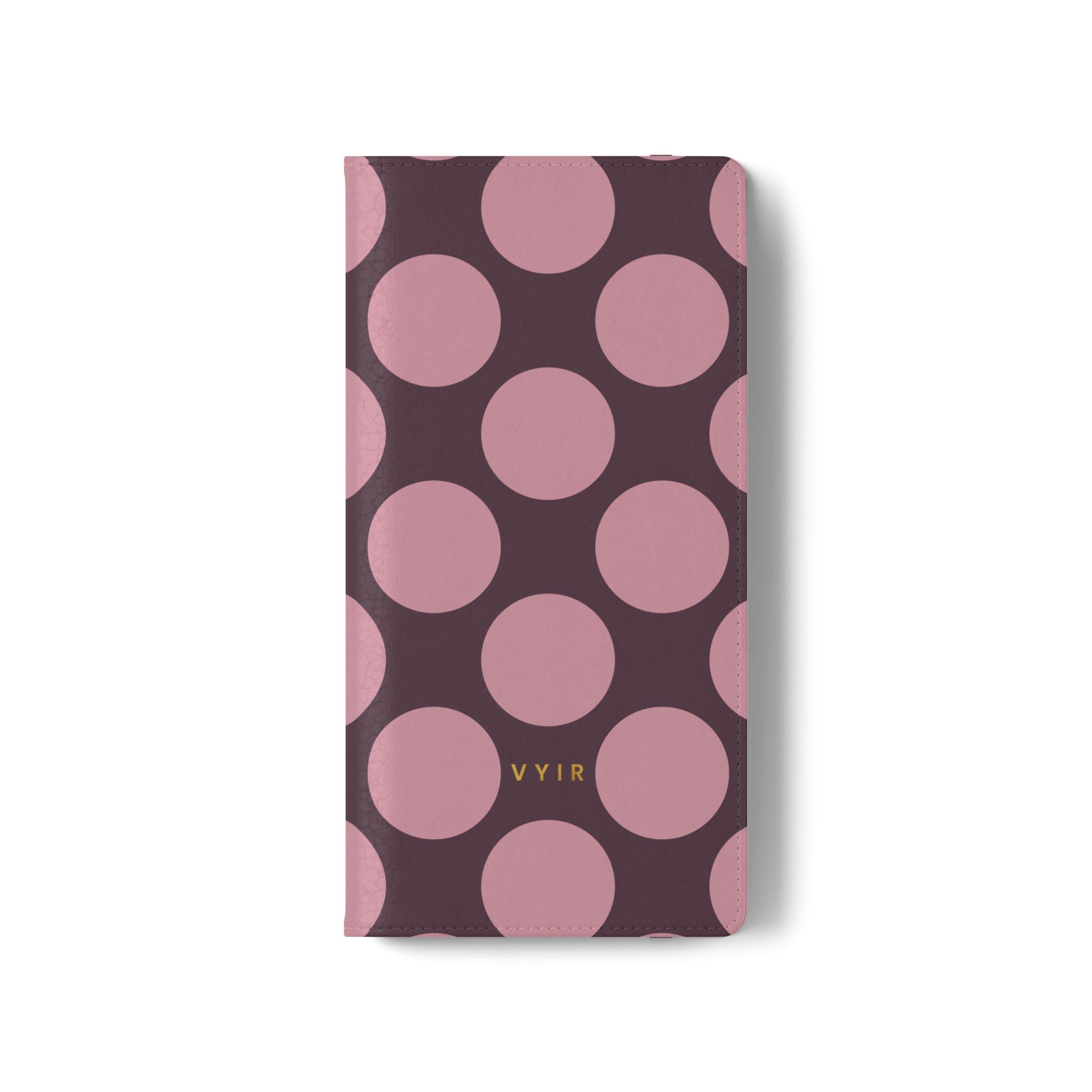 Samsung Galaxy S21 Ultra Vegan Leather Wallet Case – Pink Plum Polka Dot Design - VYIR