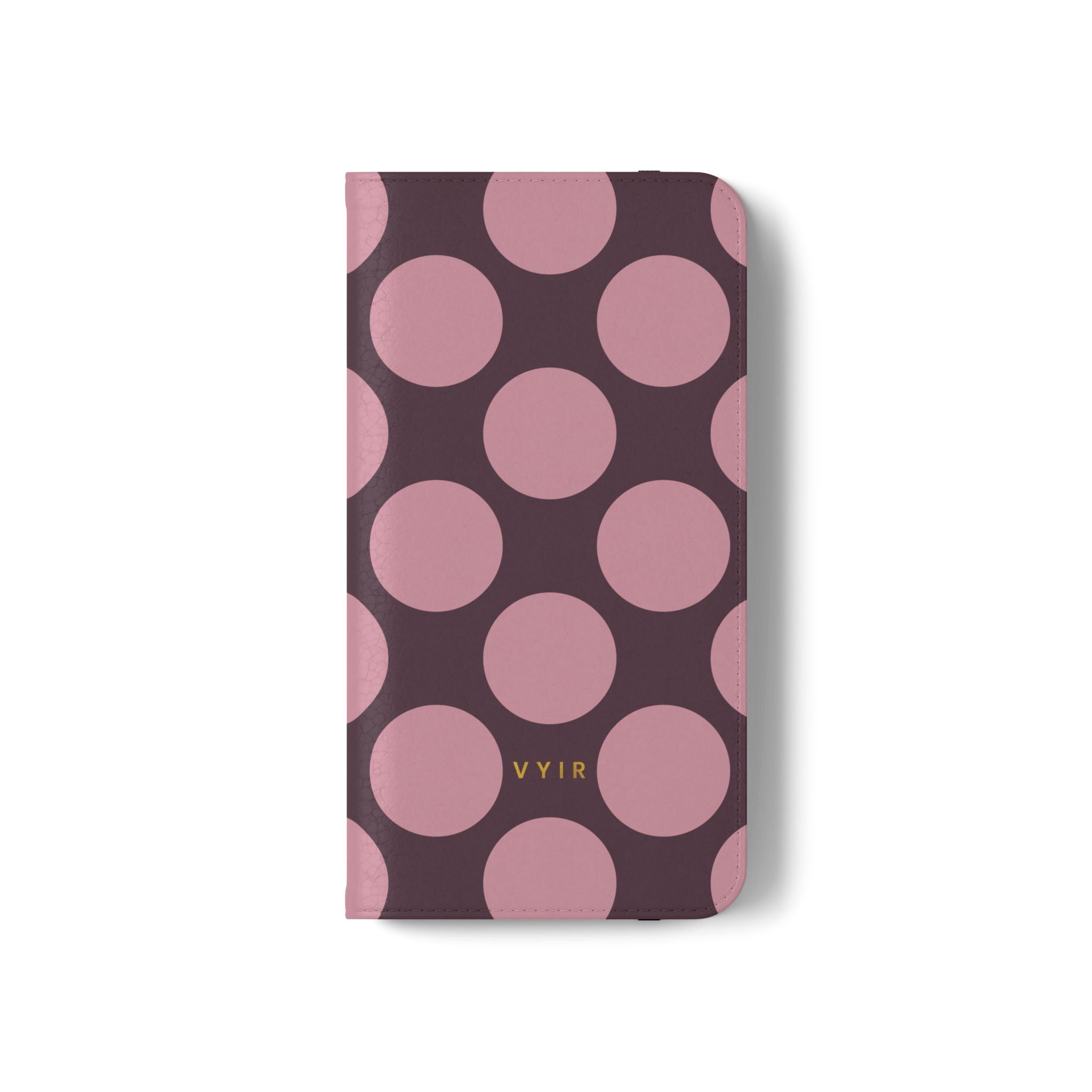 Samsung Galaxy S22 Plus Vegan Leather Wallet Case – Pink Plum Polka Dot Design - VYIR