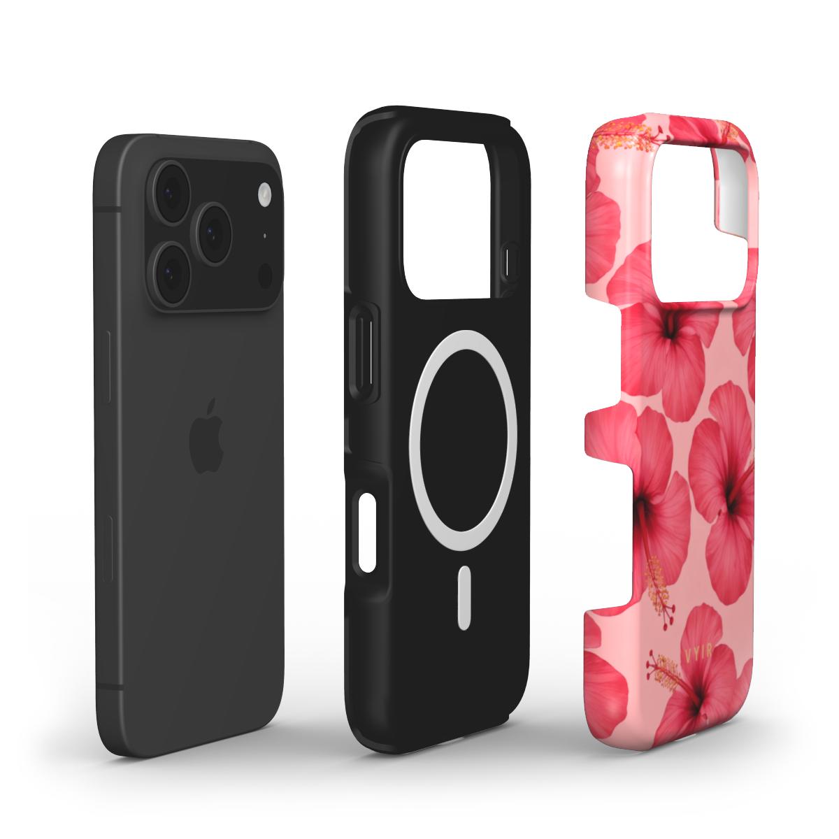 Pink Hibiscus Glow - Shockproof MagSafe iPhone Case - VYIR