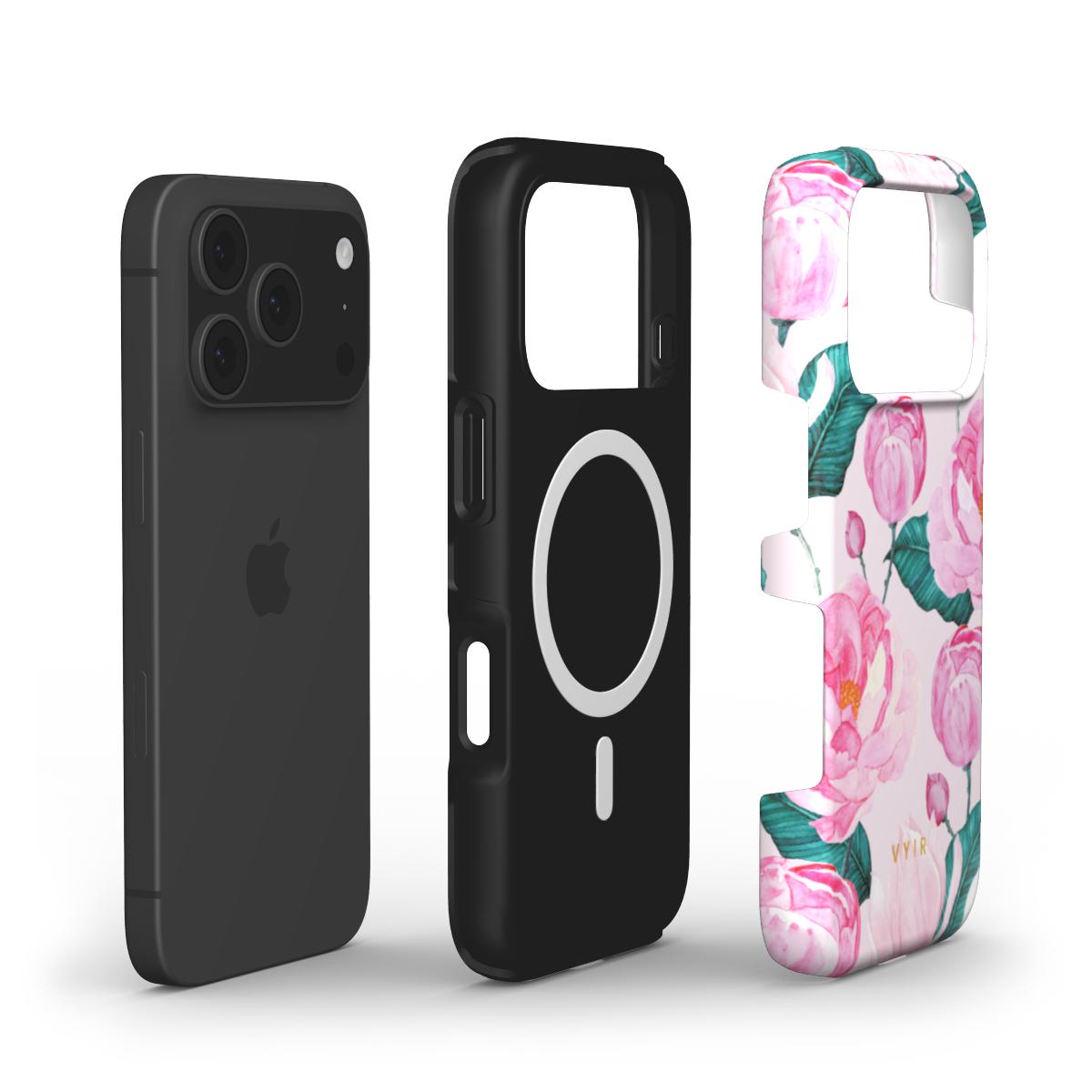 Rosy Peony Flourish - Shockproof MagSafe iPhone Case - VYIR