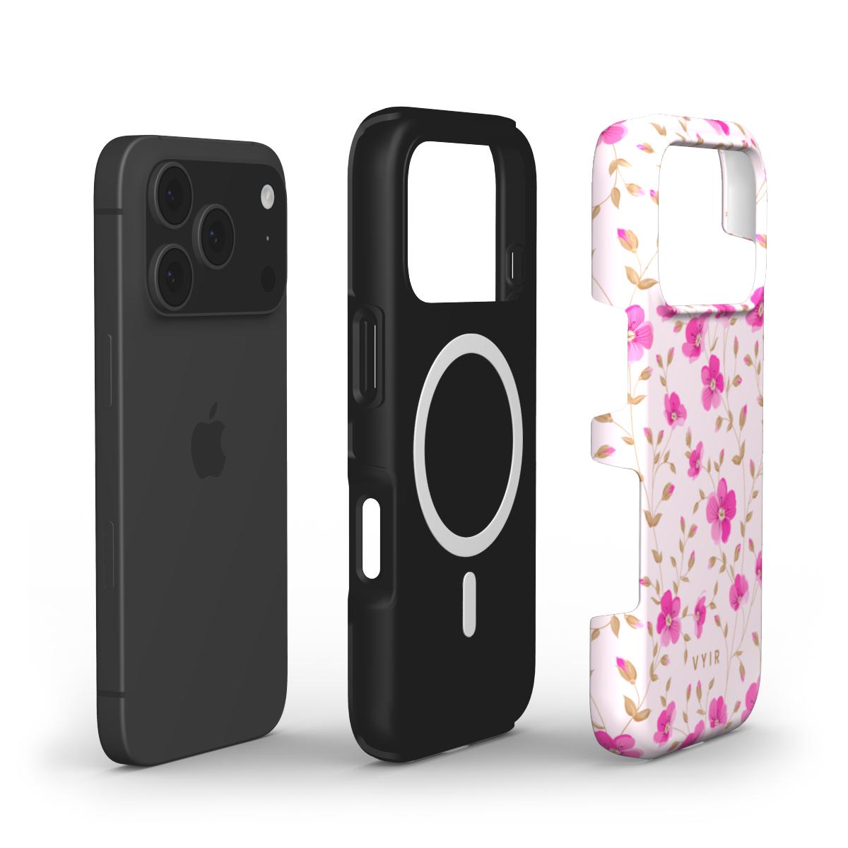 Pink Meadow Touch - Shockproof MagSafe iPhone Case - VYIR