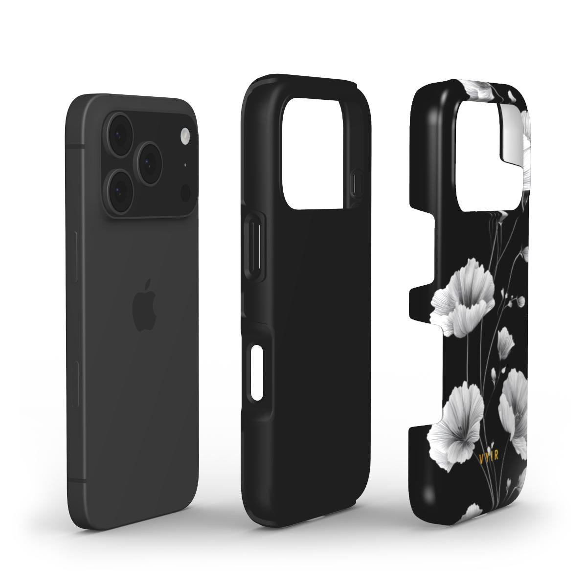 Elegant Inked Blossoms - Shockproof Phone Case - VYIR