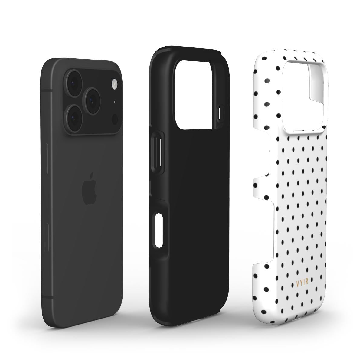 Tiny Polka Dots, Black and White - Shockproof Phone Case - VYIR
